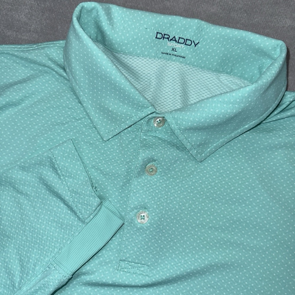 B Draddy Sport Cool Hand Luke Long Sleeve Polo Men XL Green Textured Lightweight
